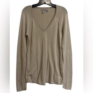 TEX by Max Azria Tan Lightweight V-Neck Sweater/ Blouse Size M